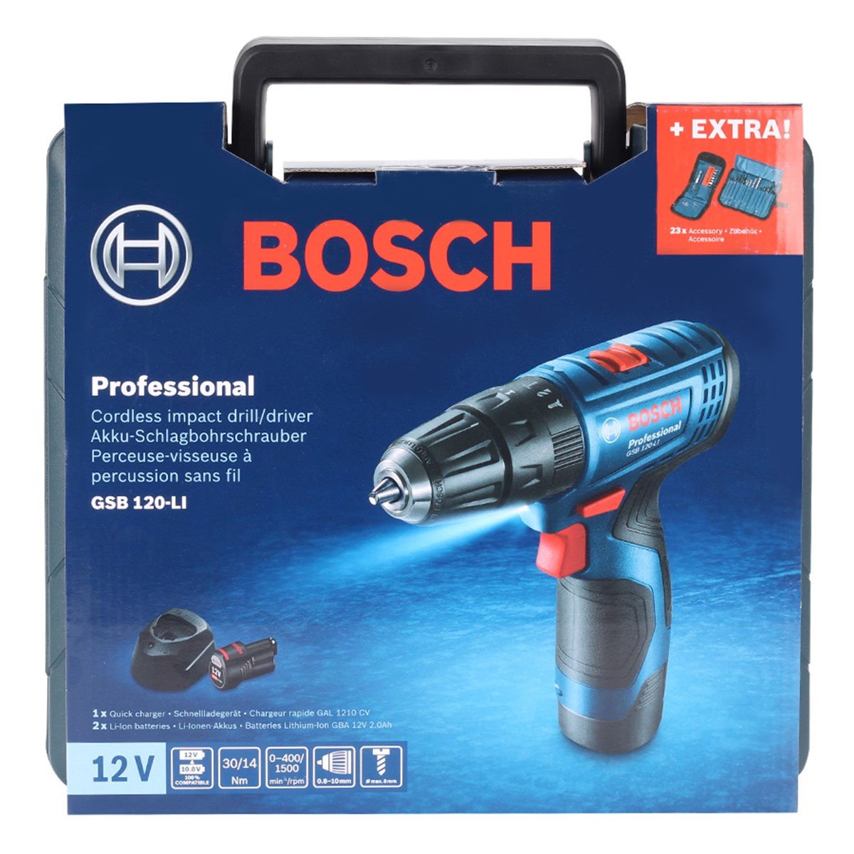  Bosch Professional GSB 120-LI 2 AH Çift Akülü Darbeli Delme Vidalama - 06019G8102 