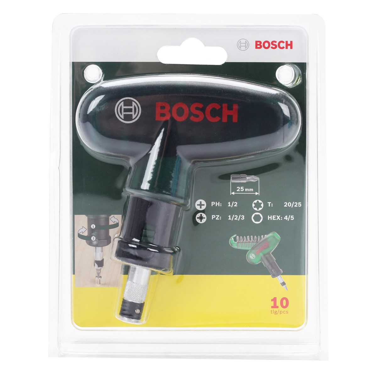  Bosch Dıy Cırcırlı Tornavida ve 9 Parça Vidalama Ucu - 2607019510 