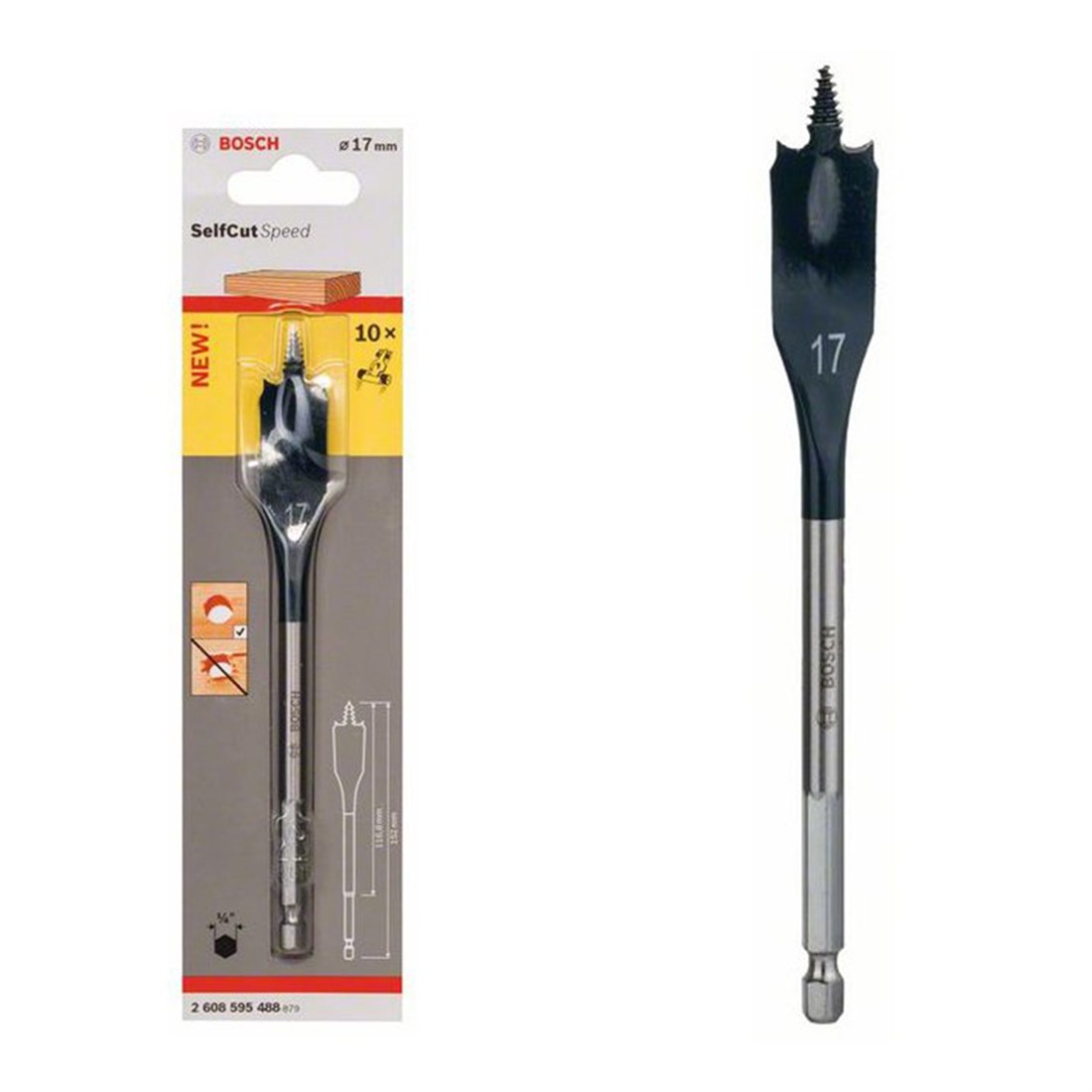  Bosch SCS Yaprak Ahşap Matkap Ucu HEX 17*152mm - 2608595488 