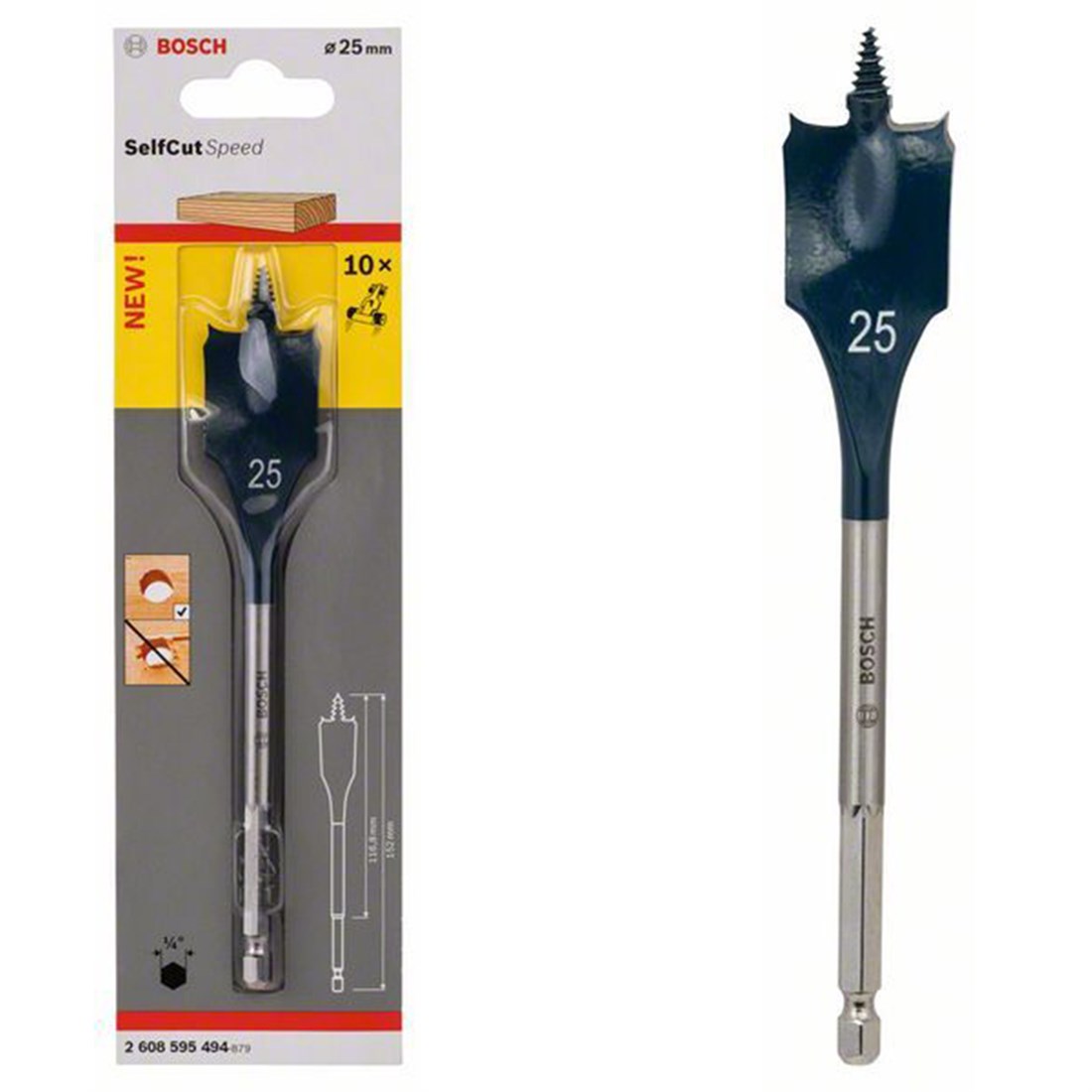  Bosch SCS Yaprak Ahşap Matkap Ucu HEX 25*152mm - 2608595494 