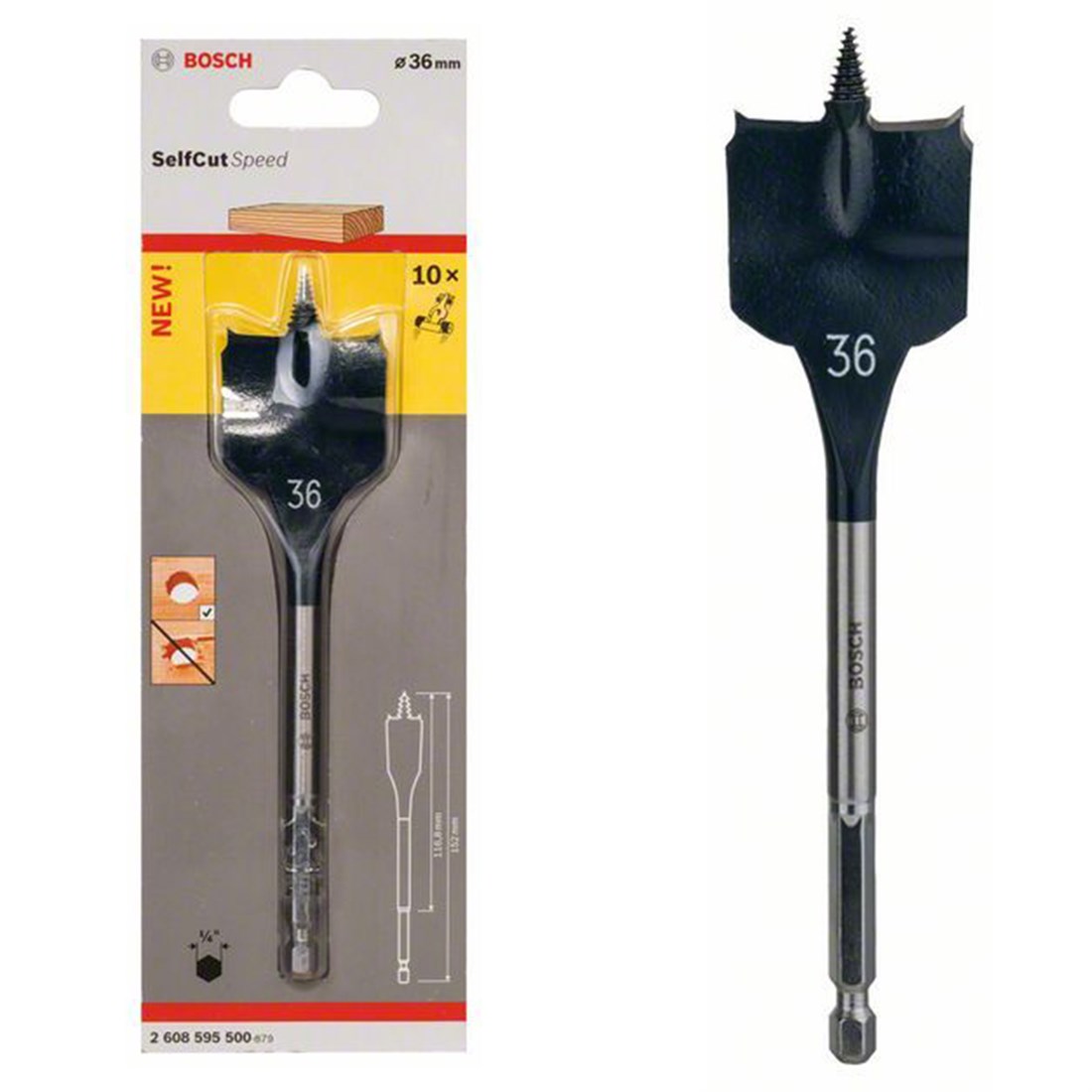  Bosch SCS Yaprak Ahşap Matkap Ucu HEX 36*152mm - 2608595500 