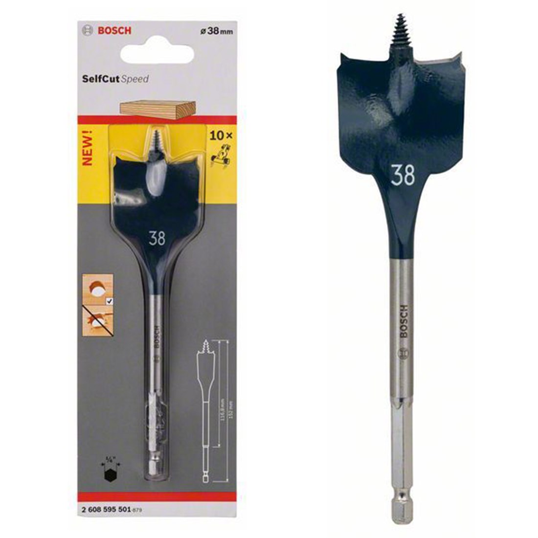  Bosch SCS Yaprak Ahşap Matkap Ucu HEX 38*152mm - 2608595501 