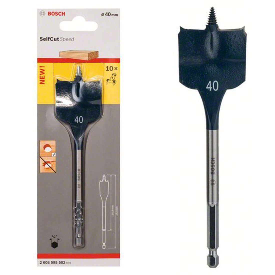  Bosch SCS Yaprak Ahşap Matkap Ucu HEX 40*152mm - 2608595502 