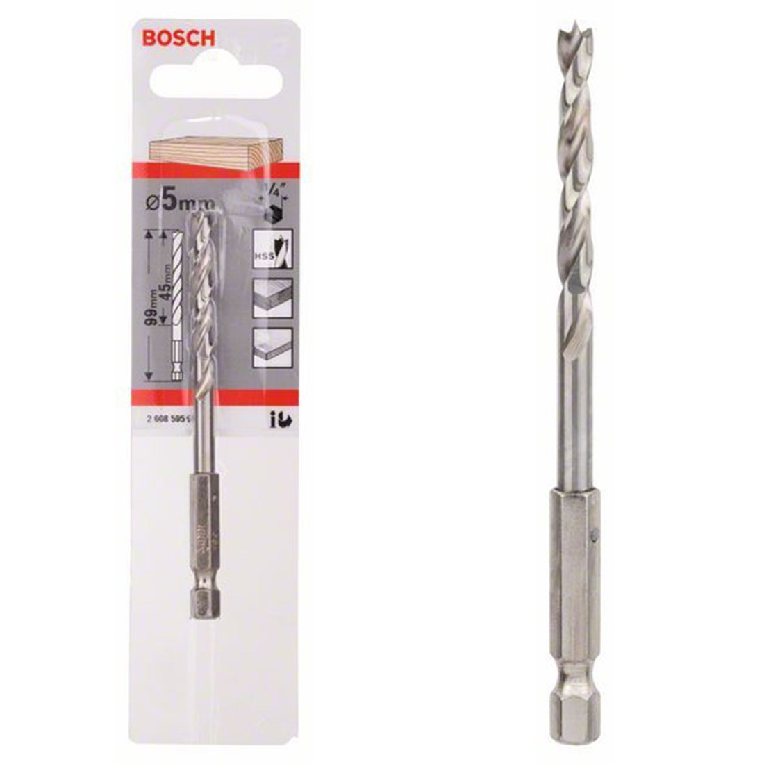  Bosch HEX Şaftlı Ahşap Matkap Ucu 5*99 mm - 2608595521 