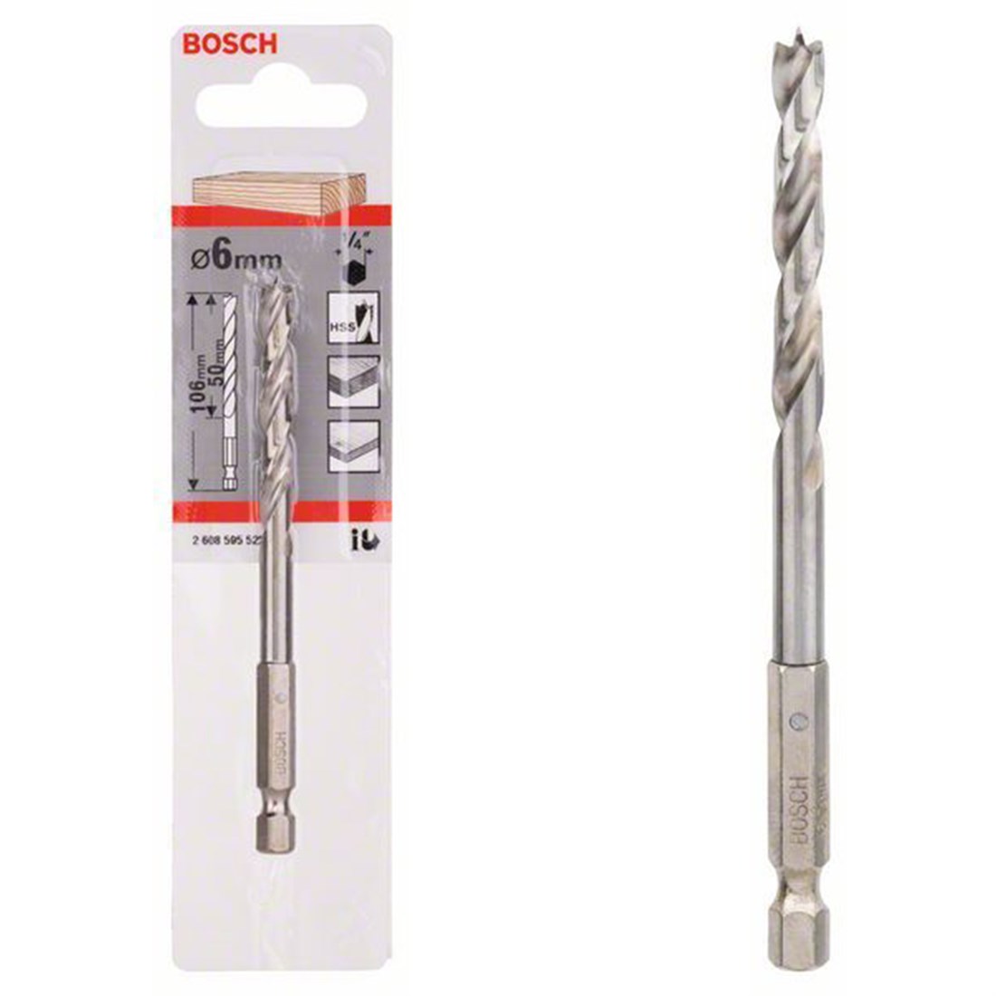  Bosch HEX Şaftlı Ahşap Matkap Ucu 6*106 mm - 2608595522 