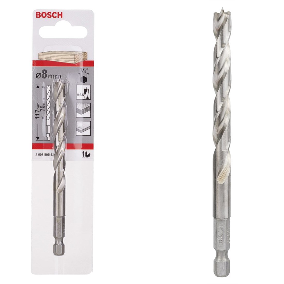  Bosch HEX Şaftlı Ahşap Matkap Ucu 8*117 mm - 2608595523 