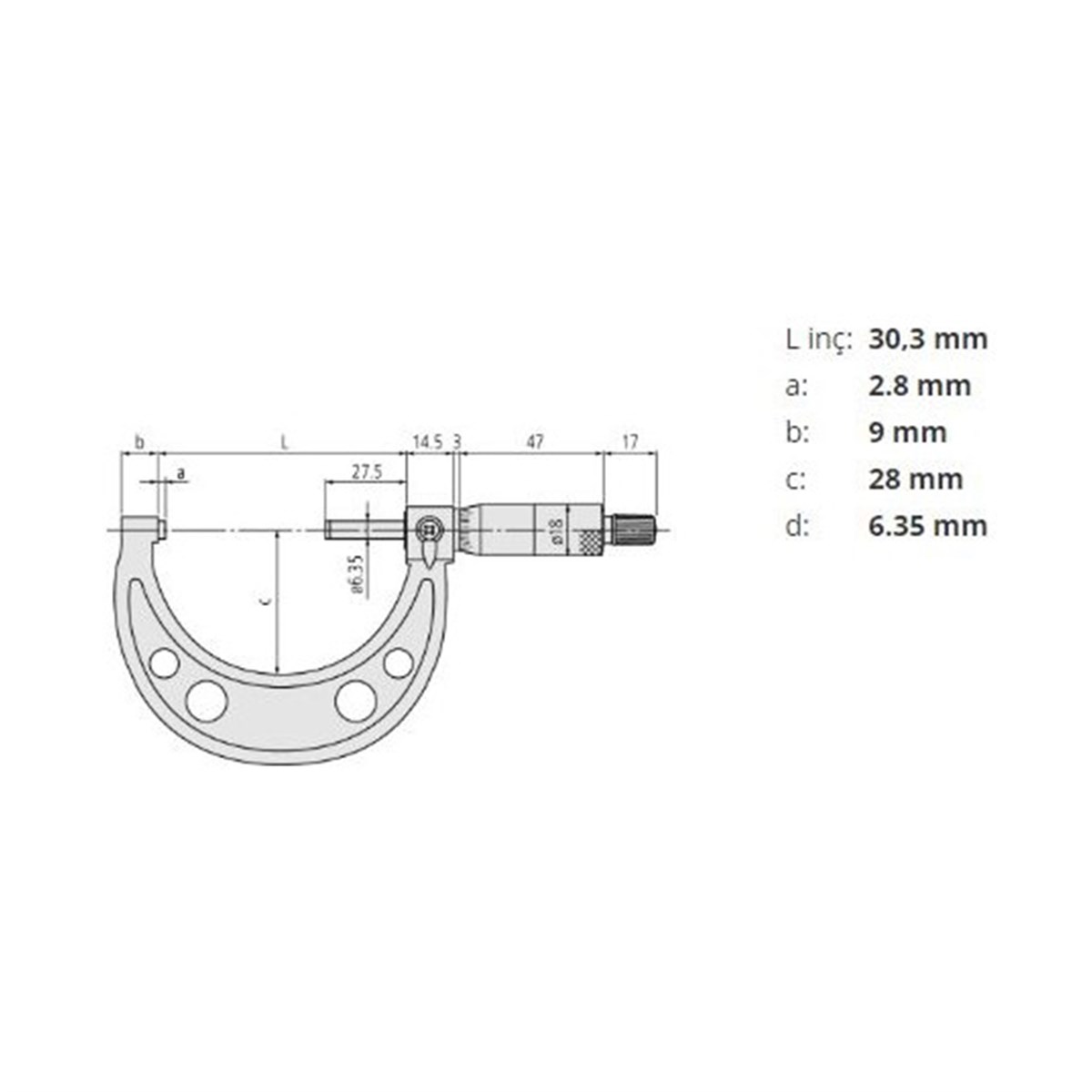  Mitutoyo Dış Cap Mikrometresi 0-25mm 103-137 110103137 