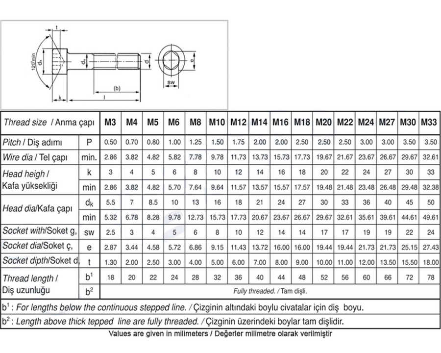  M24X200 Din 912 İmbus 8.8 Çelik Cıvata Beyaz 1 Adet