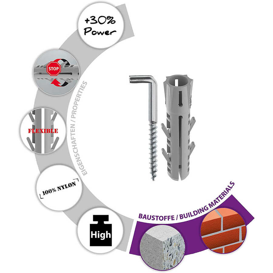 Tox 8X40 Pirat Barbossa-L Kancalı Roket Dübel 4 Adet (051701061)