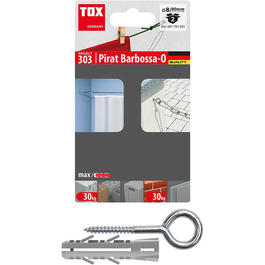 Tox 8X40 Pirat Barbossa-O Kancalı Roket Dübel 2 Adet (051701031)