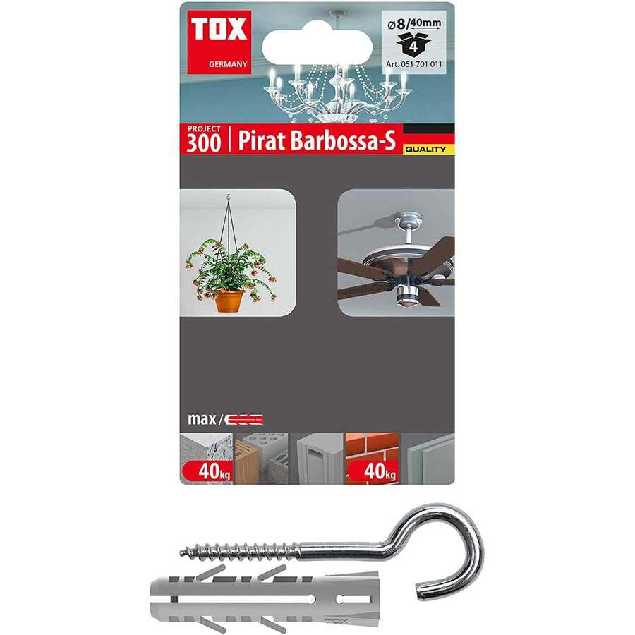 Tox 8X40 Pirat Barbossa-S Kancalı Roket Dübel 4 Adet (051701011)